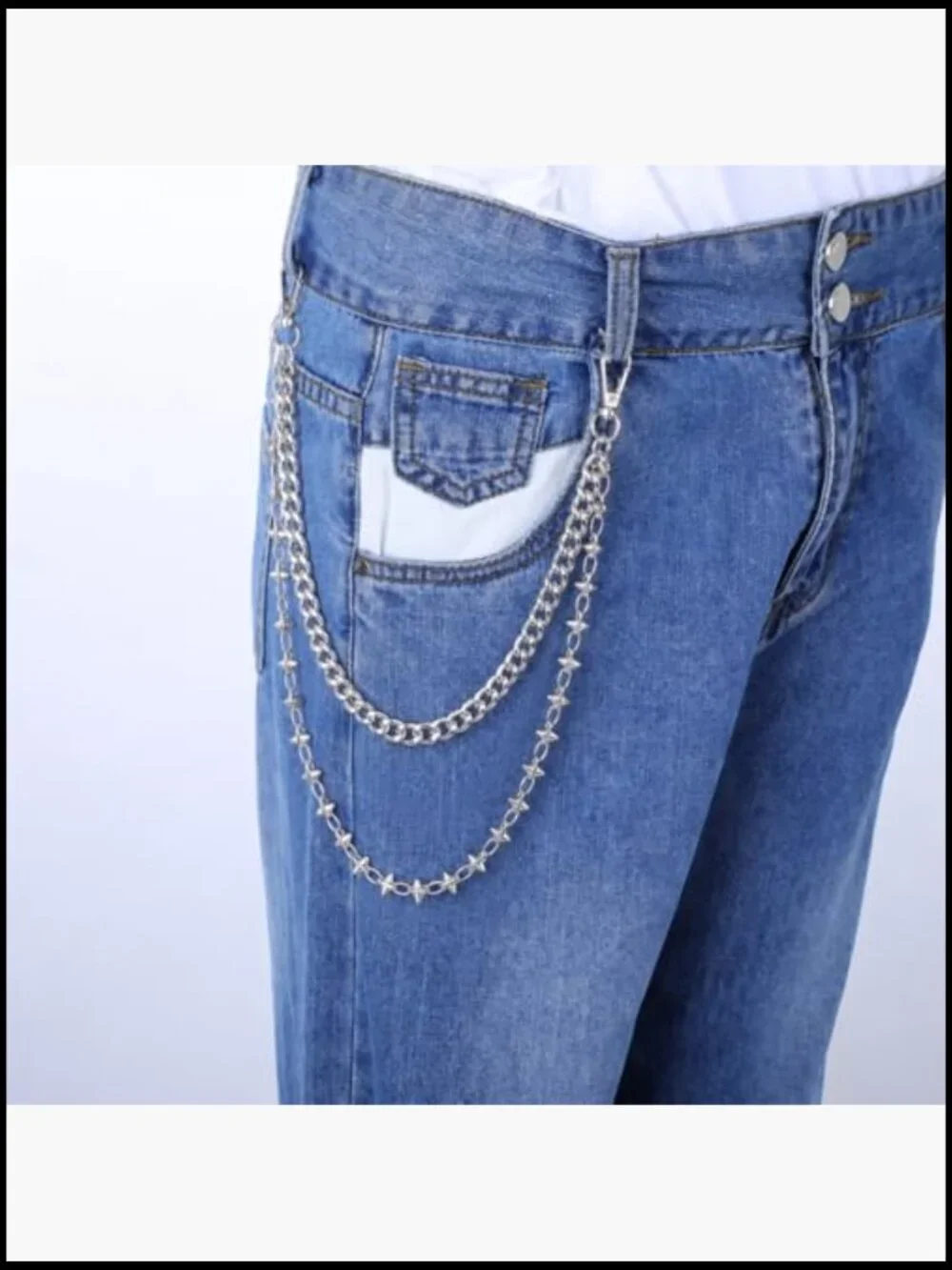 Punk Gothic Spike Jean Belt Trousers Chain Keychain Accessory